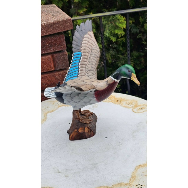 Wood Wooden Carved Duck, Large, 1980s For Sale - Image 7 of 12