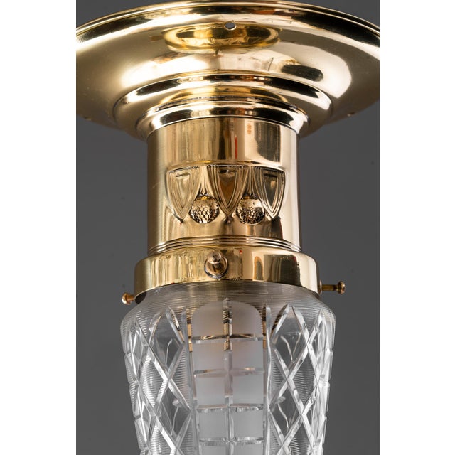 Small Art Deco Ceiling Lamps with Cut Glass Shades, Vienna, Austria, 1920s, Set of 5 For Sale - Image 4 of 18