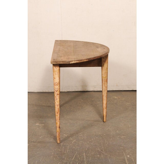 Tan Early 20th Century Swedish Scraped Wood Demi-Lune Table For Sale - Image 8 of 11