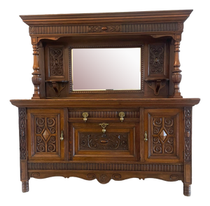 Antique Victorian Carved Oak Sideboard, 1880