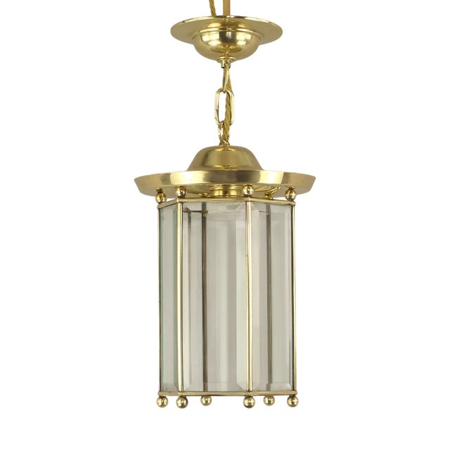 Art Deco Viennese Pendant Chandelier with Hand-Cut Glass, 1920s For Sale