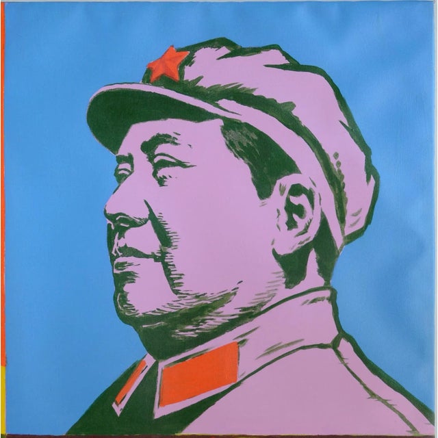 2000 - 2009 Andy Warhol Style Pop Art Mao Zedong Oil on Canvas For Sale - Image 5 of 8