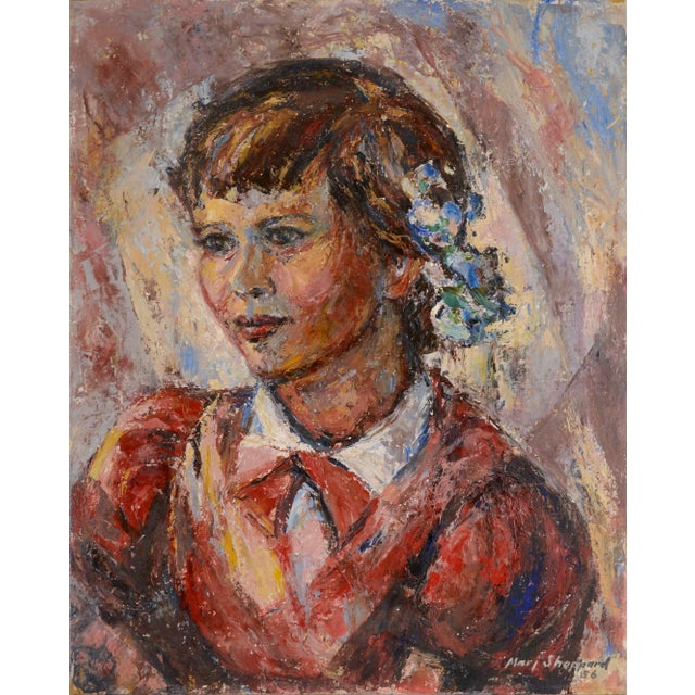 Mid Century Fauvist Portrait of a Girl by Mary Sheppard For Sale