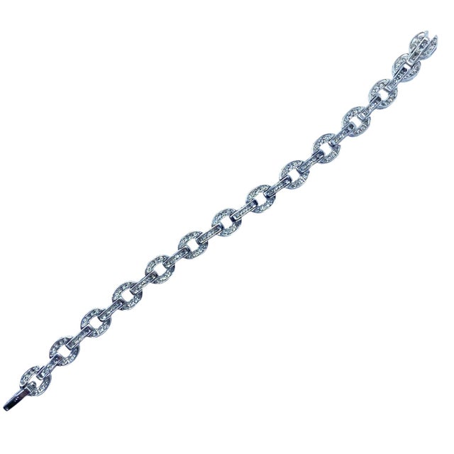 Vintage 18k White Gold Diamond Bracelet For Sale - Image 4 of 6
