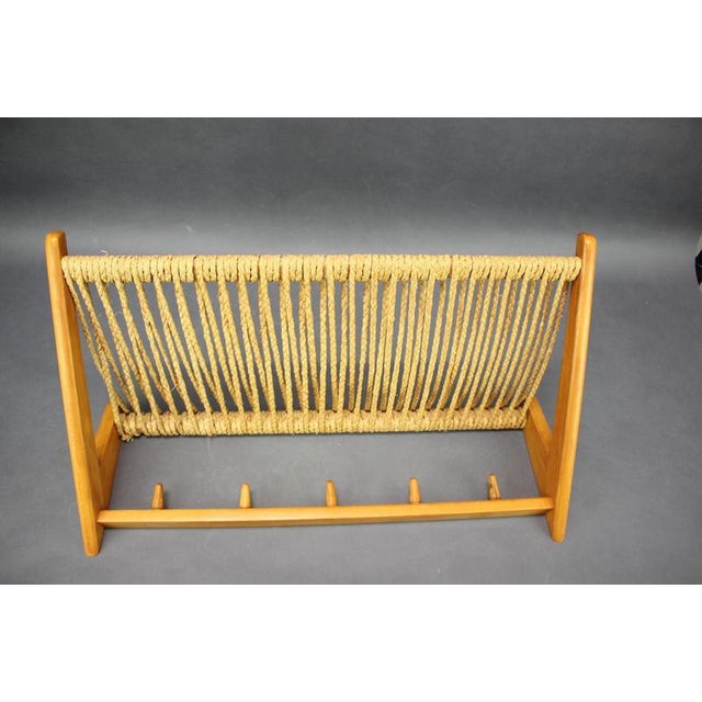 Gold Mid-Century Wall Coat Rack and Shelf in Woven Rope, Czechoslovakia, 1950s For Sale - Image 8 of 12