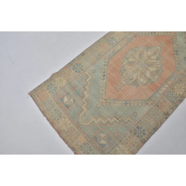 Turkish Handwoven Vintage Oushak With Faded Floral Medallion For Sale - Image 3 of 10