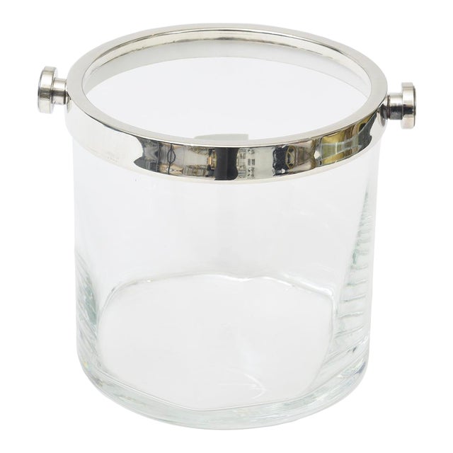 Brazilian Crystal Glass and Silver-Plate Ice Bucket by Riva 90's For Sale