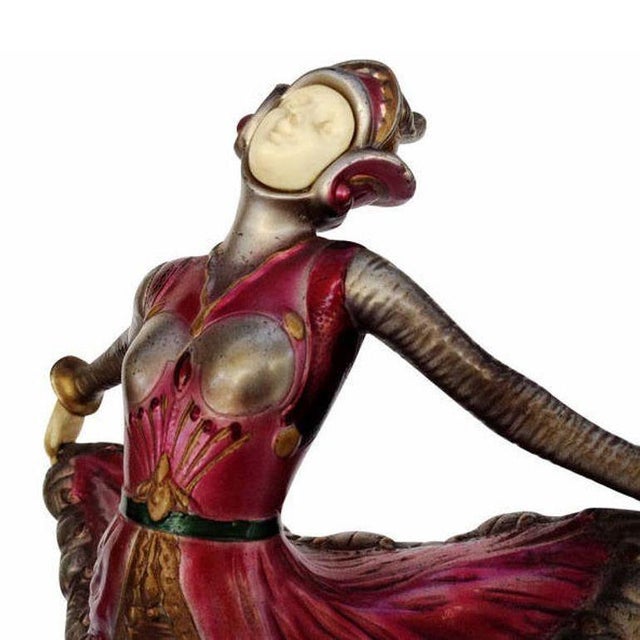 Green 1930s Art Deco Spelter and Onyx Dancer Style Statue For Sale - Image 8 of 10