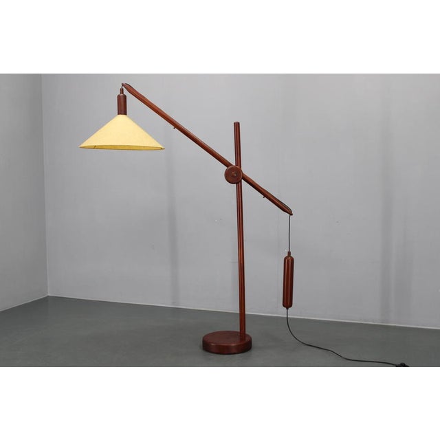 Vintage Scandinavian Counterbalance Pine Floor Lamp, 1970s For Sale - Image 11 of 14