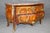 Fine Quality Inlaid French Mixed Woods Bronze Mounted Marble Top Commode For Sale - Image 4 of 12
