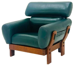Mid-Century Armchair in Teak and Leather, 1960s
