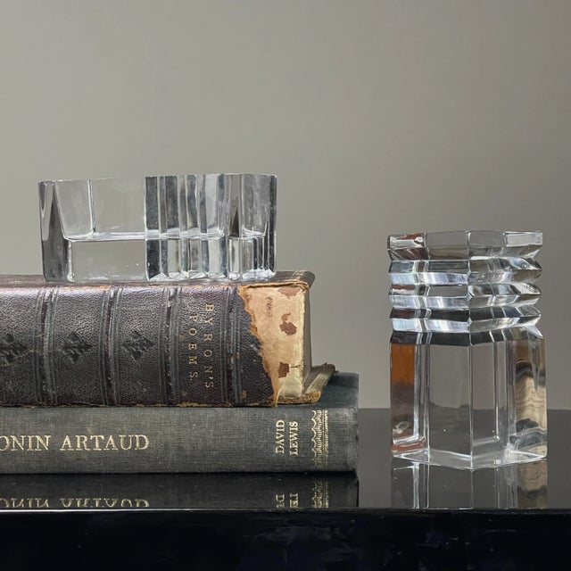 Vintage Two Piece Art Deco Glass Desk Accents. Two piece accents including: sculpted catchall and sculpted glass...