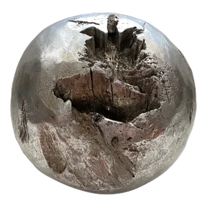 Vintage Hand Hewn Wooden Decorative Ball Sculpture 12 Inch