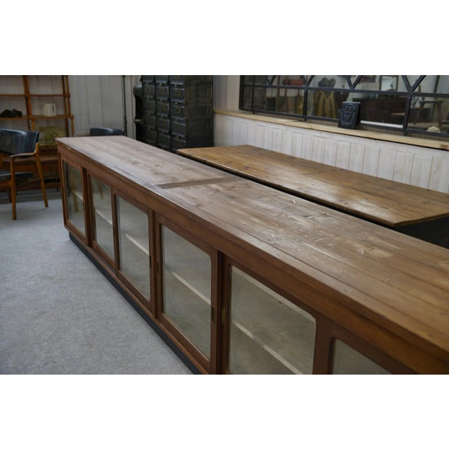 Mid-Century Modern Large Counter Sideboard with Sliding Glass Doors, 1960s For Sale - Image 3 of 13