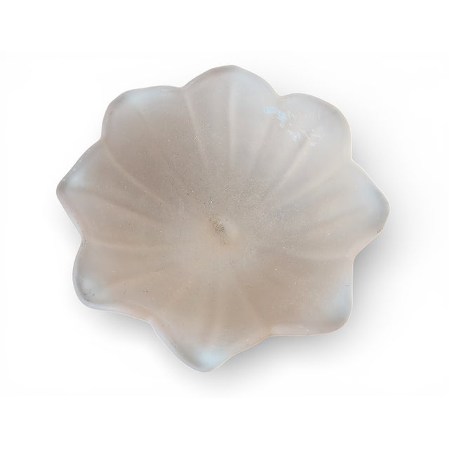1940s Vintage Westmoreland Glass Company Frosted Peach Lotus Glass Footed Compote Dish, 1940s For Sale - Image 5 of 5