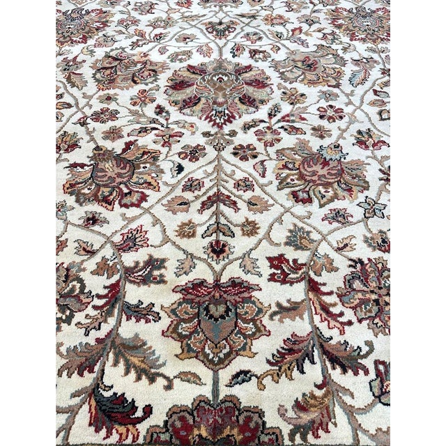 Ivory 9x12 Handwoven Mughal Area Rug - 106810 For Sale - Image 8 of 12