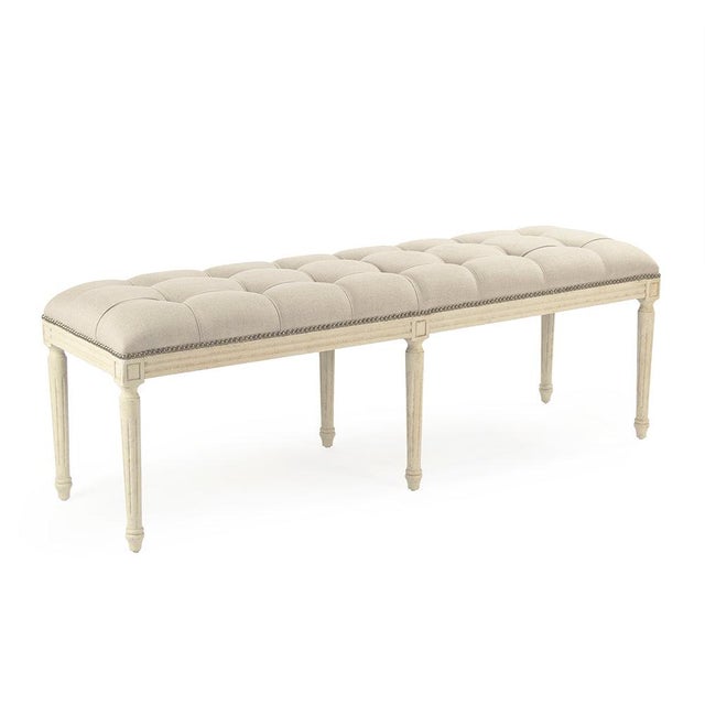 Elevate your space with the timeless elegance of the Louis Bench. Crafted from solid oak and finished in a soft ivory...