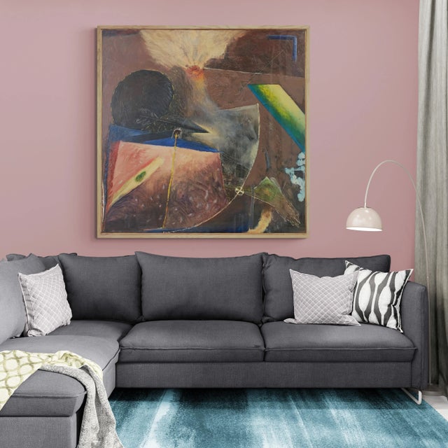 1990s 1994 "Rosewood Express" Abstract Oil Painting on Canvas For Sale - Image 5 of 6