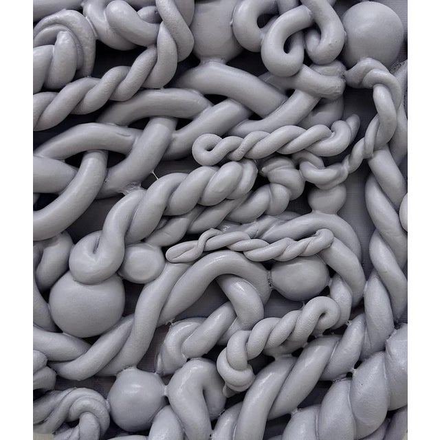 Early 21st Century Lilac Grey Sculptural Hexagonal Fake Marshmallow Series Wall Art in Clay For Sale - Image 5 of 9
