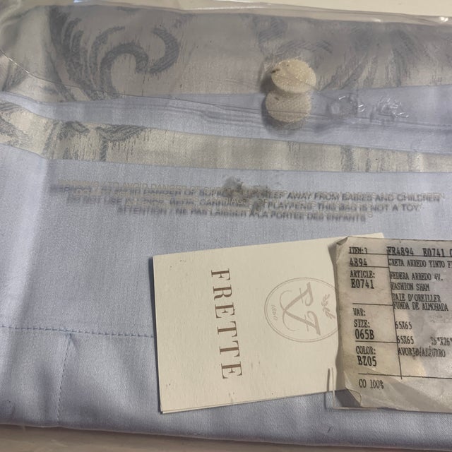 Early 21st Century Frette Greta Arredo Blue Brocade King Sham Chairish