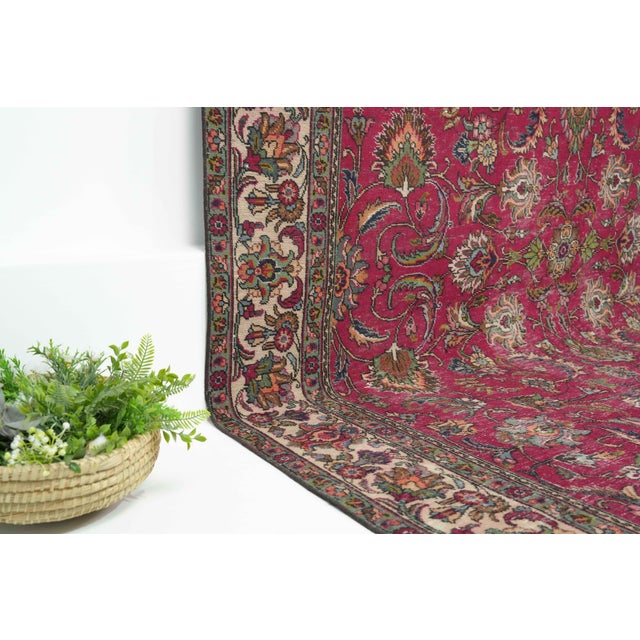 1970s Vintage Persian Handmade Wool 8x11 Red Area Rug For Sale - Image 9 of 11