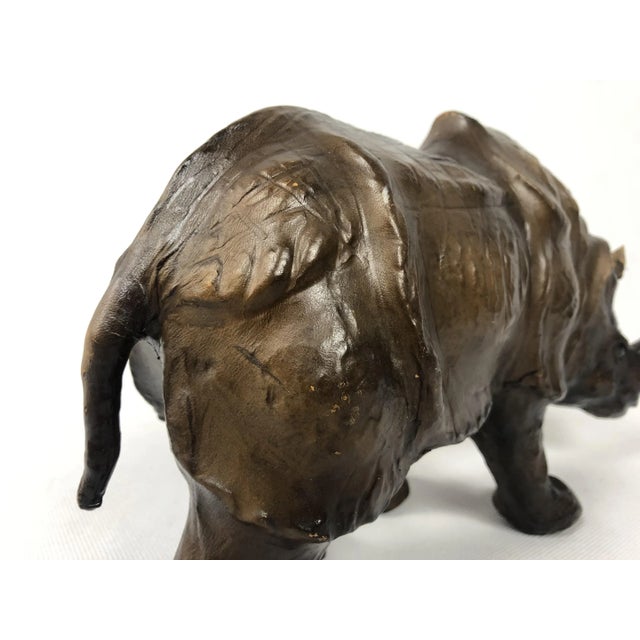 Vintage Leather Rhino Sculpture Figure, 1960s, in Very Good conditions. Designed 1960 to 1969