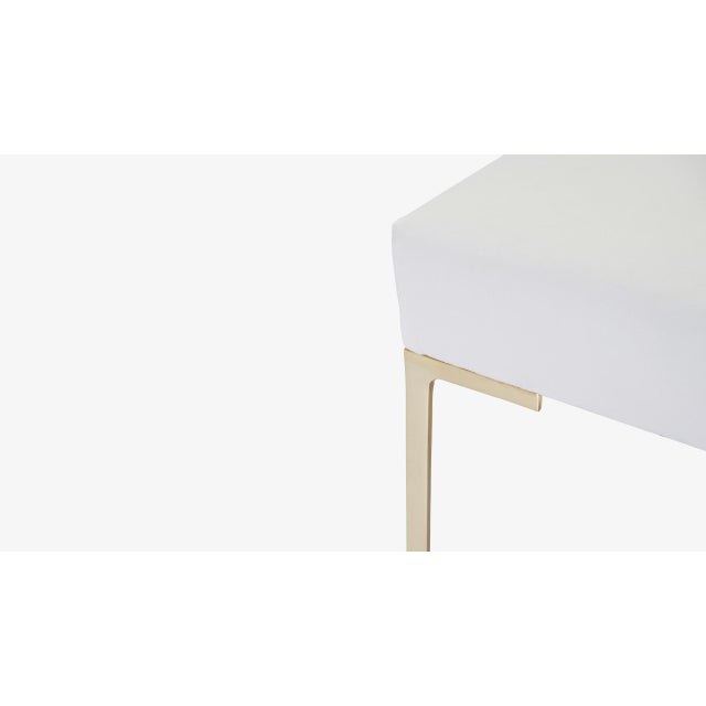 Early 21st Century Astor Petite Brass Ottomans in Snow Velvet by Montage, Pair For Sale - Image 5 of 7