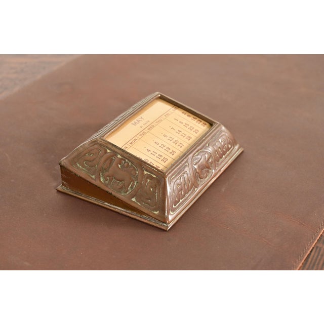 Art Deco Tiffany Studios New York Zodiac Pattern Bronze Desk Calendar Holder or Picture Frame For Sale - Image 3 of 16