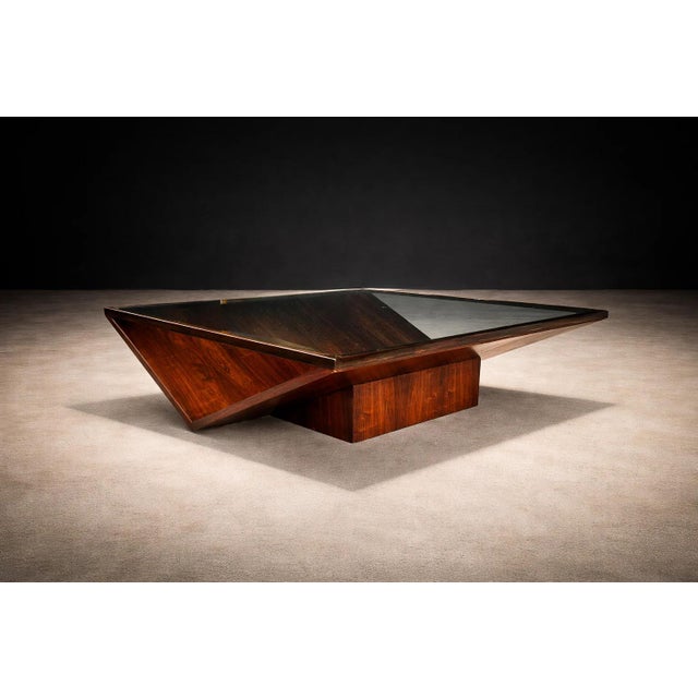 Brazilian Modern Coffee Table in Rosewood, Glass & Metal, Attributed to Joaquim Tenreiro, 1960s For Sale - Image 13 of 16