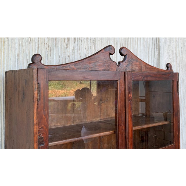 Brown 18th Century Cupboard or Bookcase With Glass Vitrine, Walnut, Spain Restored For Sale - Image 8 of 12