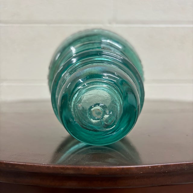 Industrial Antique Hemingray 40 Teal Glass Insulator For Sale - Image 3 of 6