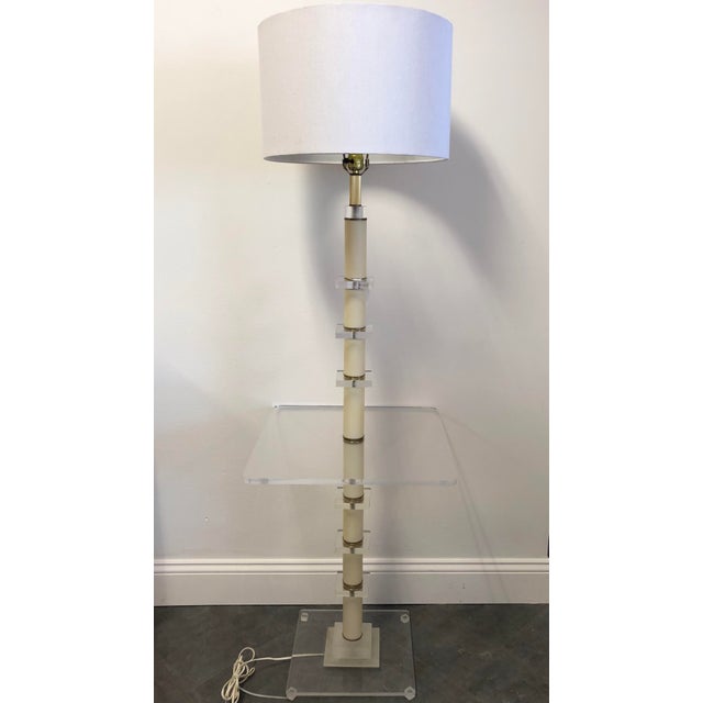Bauer Stacked Lucite Floor Lamp With Tray Table Chairish