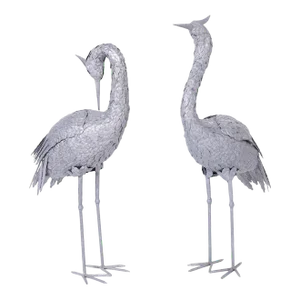 Pair of Mid-Century Metal Cranes or Bird Sculptures