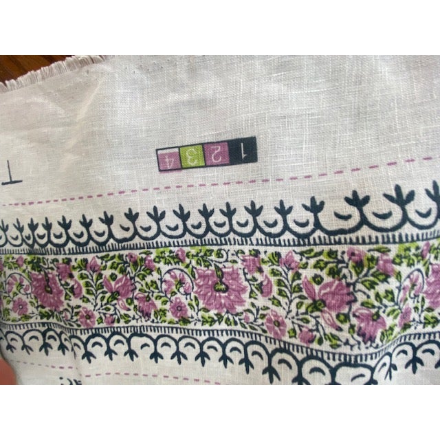 2020s Quadrille Home Couture Kalamkari Border Fabric Lavender Green Navy - 6 Yards For Sale - Image 5 of 6