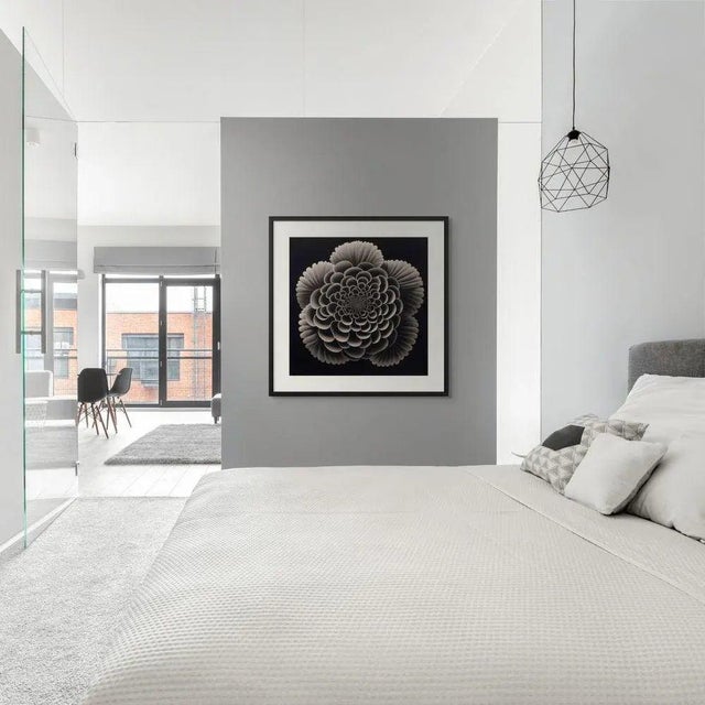 A striking black-and-white botanical print featuring Heliotropium Flower, meticulously restored and remastered from an...