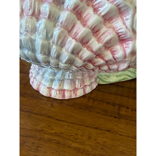 Ceramic Vintage Italian Majolica Ceramic Clustered Shell Centerpiece Bowl For Sale - Image 7 of 11