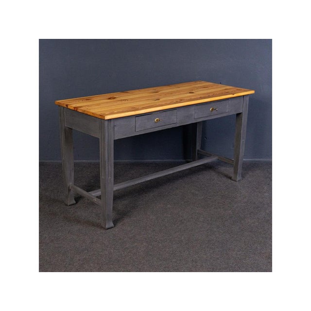 Vintage Table Desk in Oak and Pine For Sale - Image 15 of 15