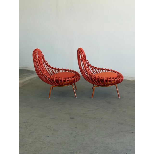 Orange Giunco Lounge Chairs - Pair For Sale - Image 8 of 18