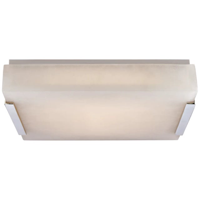 Covet Medium Flush Mount in Polished Nickel with Alabaster Designer: Kelly Wearstler Canopy: 13.25" Square Mounting: Flush...
