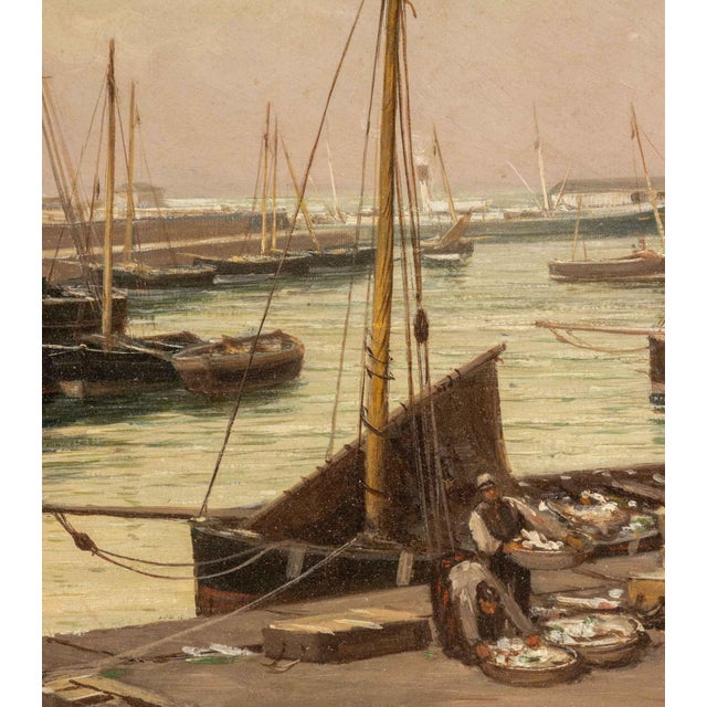 19th Century Illegibly Signed Sailing Boats Scene Oil, 19th Century For Sale - Image 5 of 8