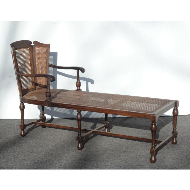 French Country Unique Antique French Country Cane Chaise Lounge Chair ~ Day Bed For Sale - Image 3 of 18
