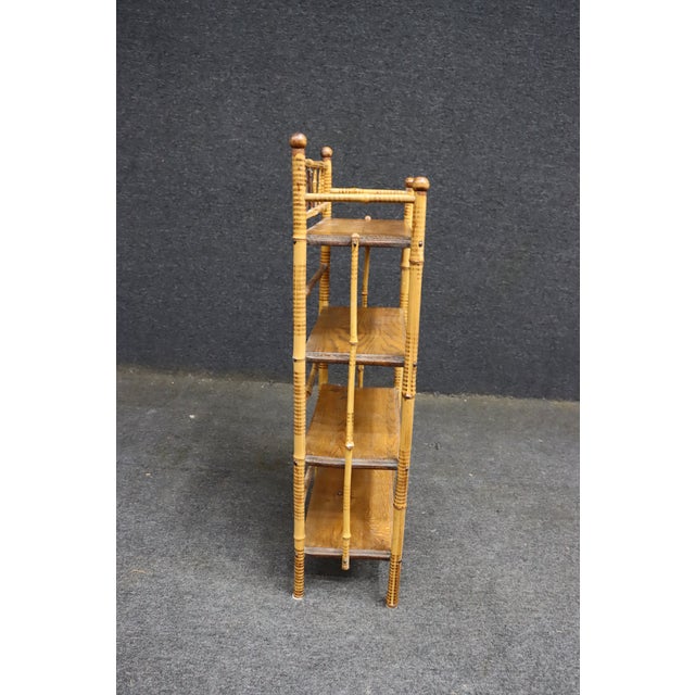Victorian Burnt Bamboo and Quarter-Sawn Oak Etagere For Sale - Image 9 of 10