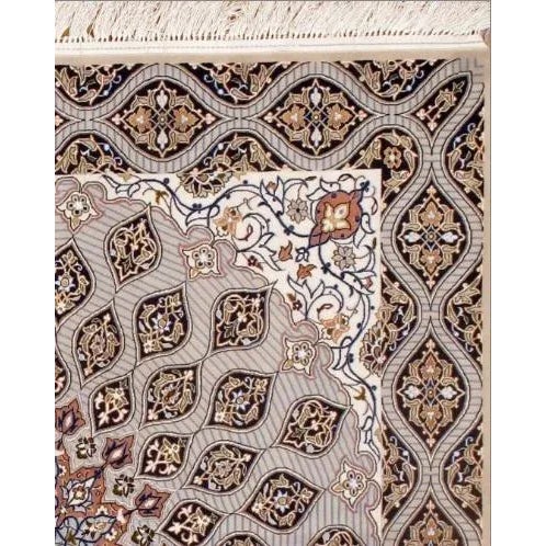 Traditional Pasargad Gray Persain Isfahan Silk & Wool For Sale - Image 3 of 4