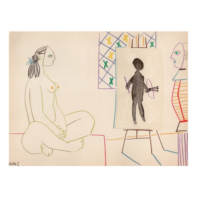 Pablo Picasso, Painter and Nude Model, Lithograph, 1954 For Sale