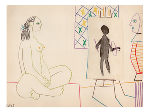Pablo Picasso, Painter and Nude Model, Lithograph, 1954