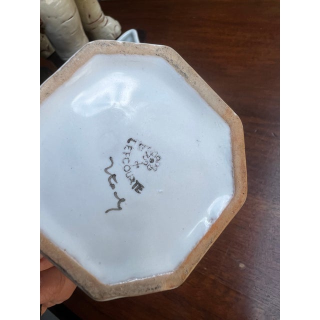 1970s Pair of Blue and White Ceramic Dishes- Pitcher and Bath Oil Jar For Sale In Atlanta - Image 6 of 6
