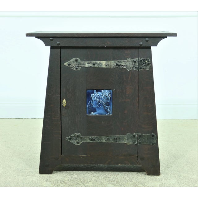Antique Arts & Crafts Mission Oak Smoking Cabinet For Sale - Image 13 of 13