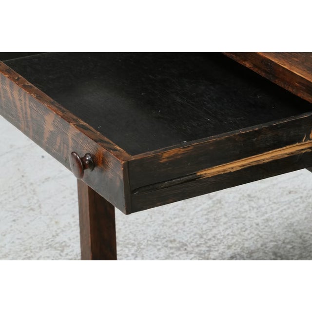 Antique Arts and Crafts Single Drawer Oak Desk For Sale In Cincinnati - Image 6 of 11