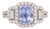 3.1ct Cornflower Blue Sapphire & Diamond Ring in 14k White Gold – Emerald 8×7mm, Size 6.75 For Sale
