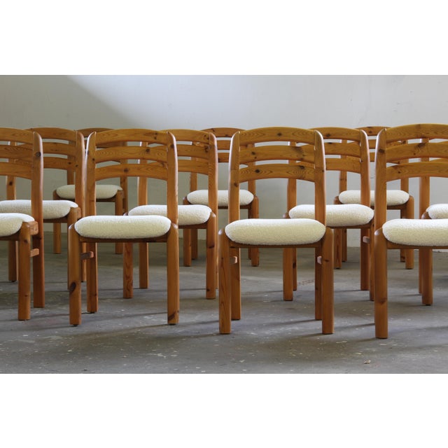 Contemporary Vintage Danish Pine Dining Chairs attributed to Dyrlund, 1970s-1980s, Set of 12 For Sale - Image 3 of 18